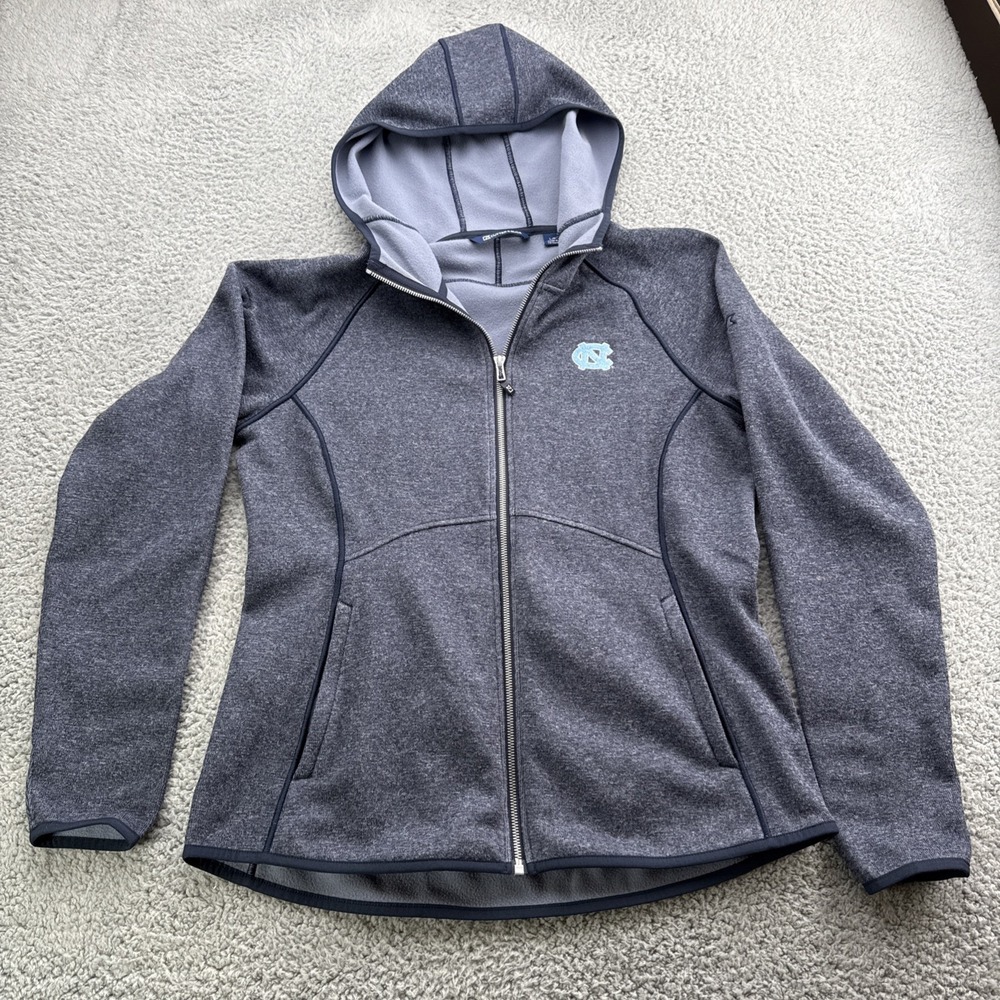 UNC Carolina Womens Large Hoodie Cutter & Buck Full Zip Jacket Athletic Blue